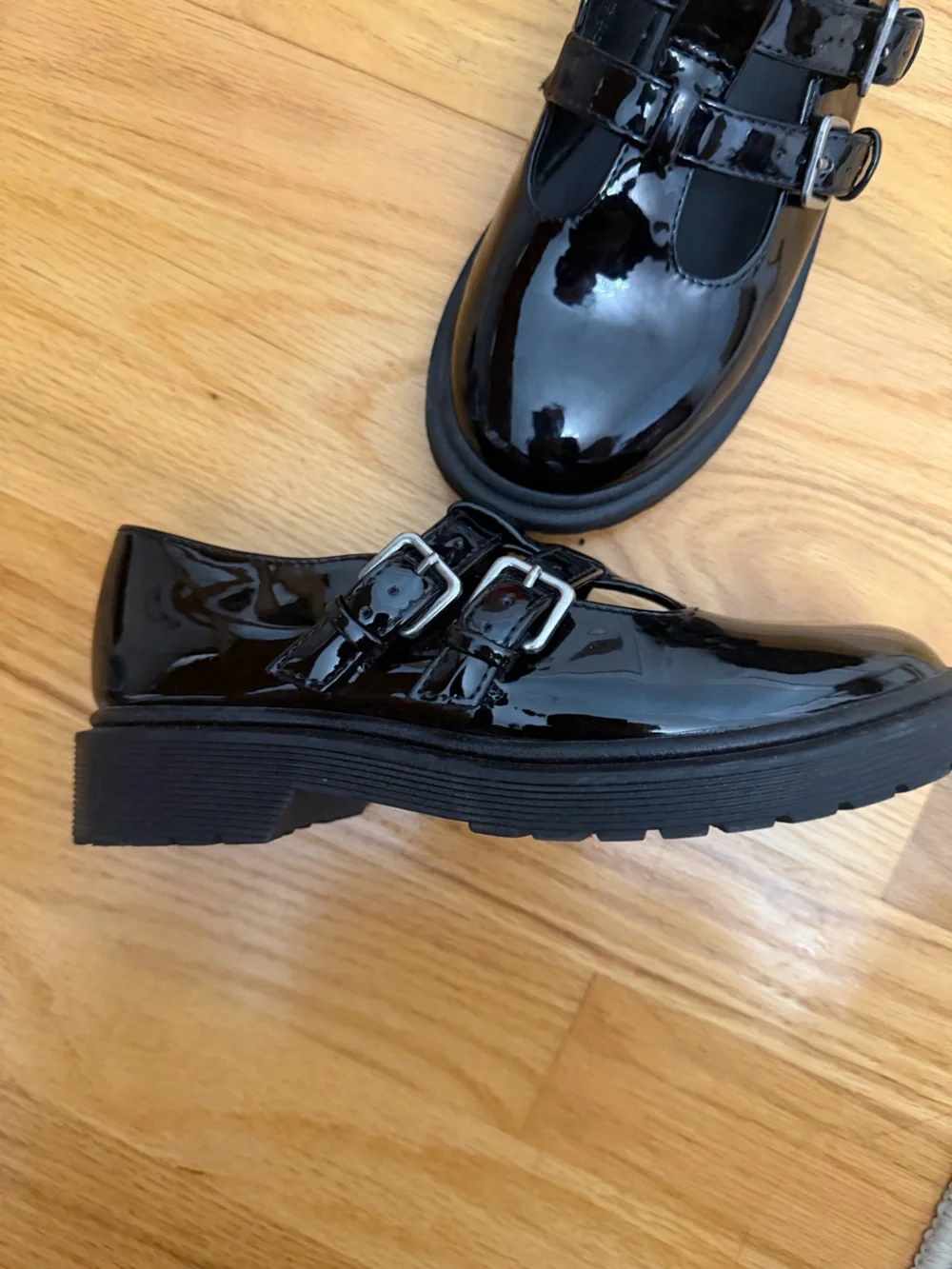 art class Black Patent Double-Strap Mary Jane Loafers